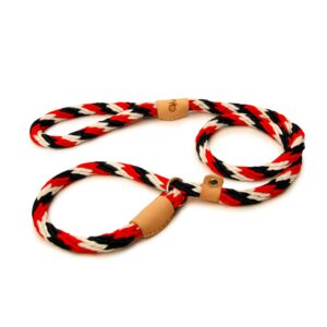 Sport Slip Dog Lead With Stopper - Red, White & Dark Blue