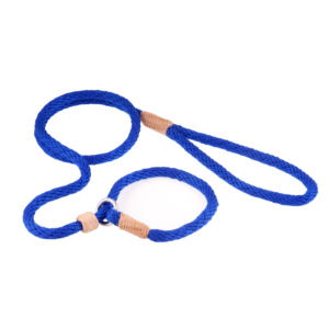 Nylon Slip Dog Lead With Stopper - Deep Blue