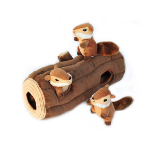 Zippy Burrow - Log with 3 Chipmunks