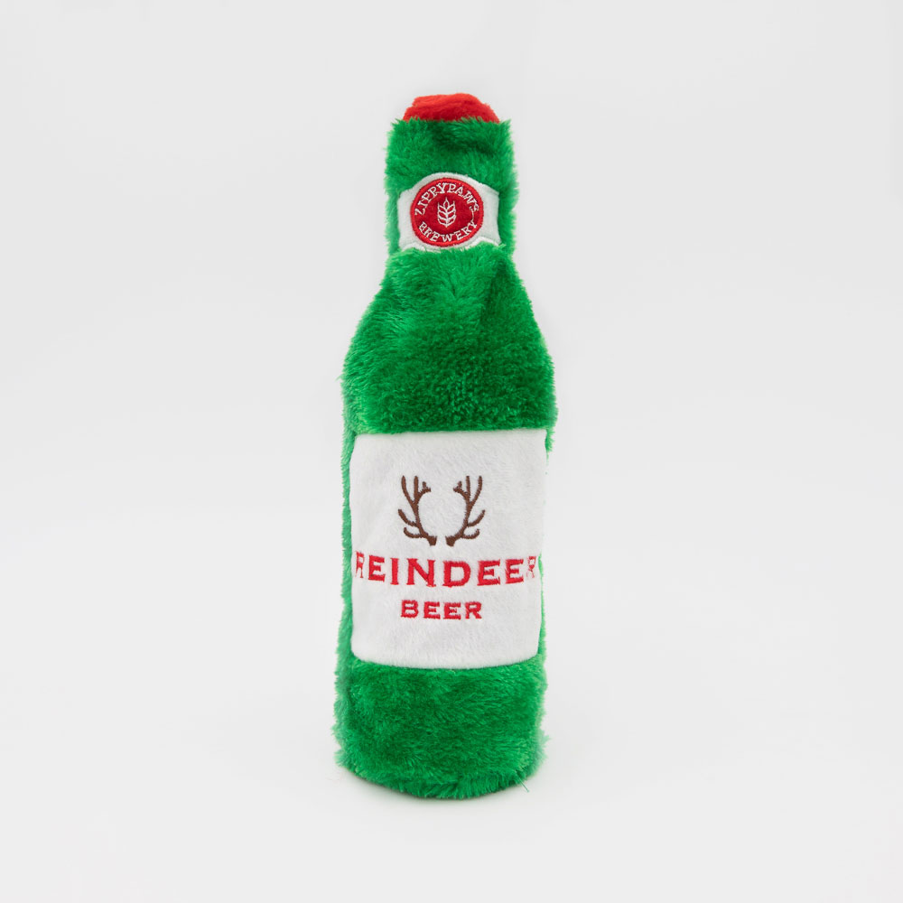ZippyPaws Holiday Happy Hour Crusherz Reindeer Beer Christmas Dog Toy