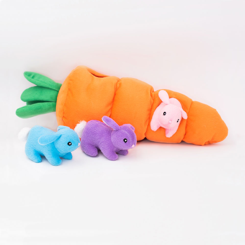 ZippyPaws Zippy Burrow Easter Carrot Easter Dog Toy ZP760 bunnies