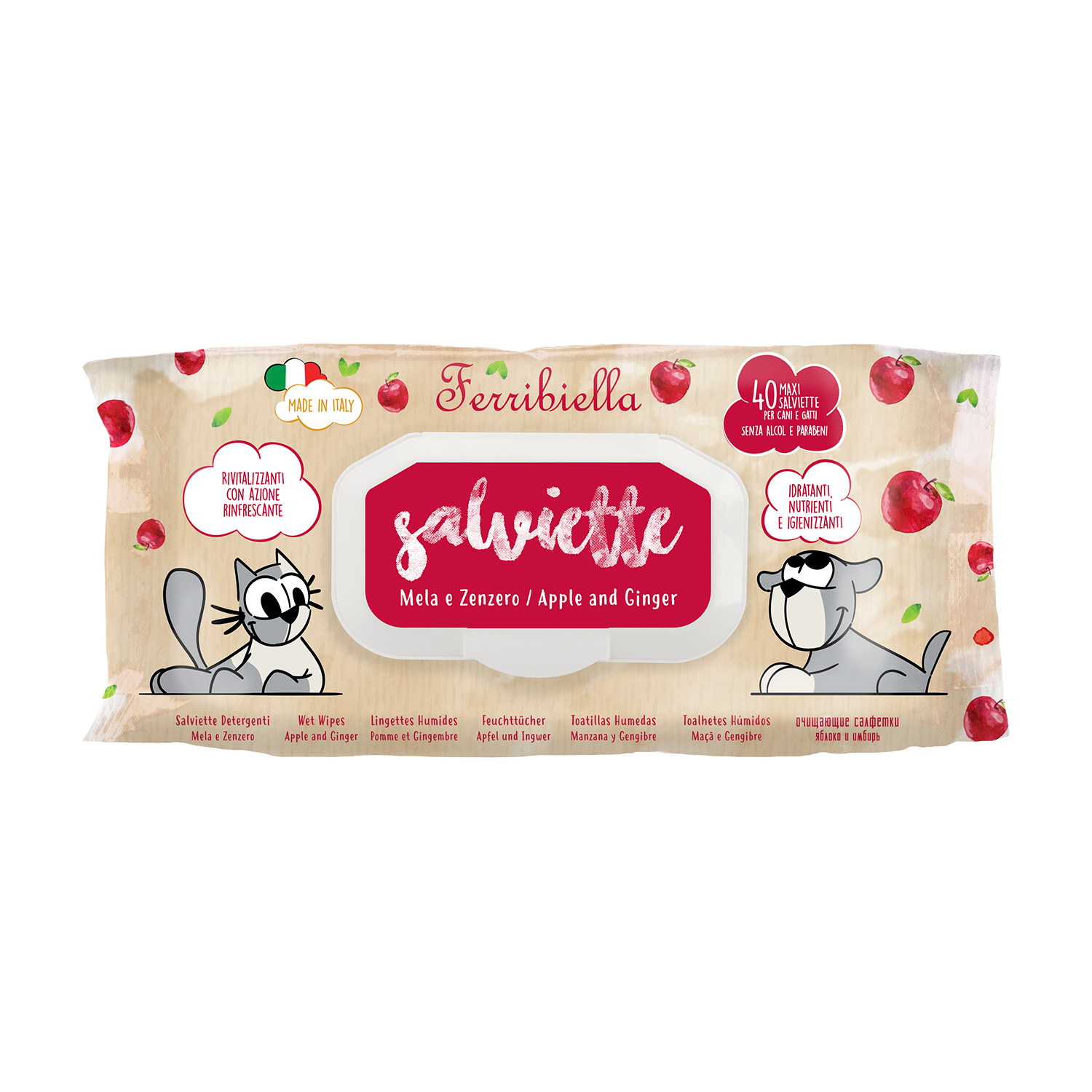 Ferribiella Apple and Ginger Dog & Cat Wet Wipes