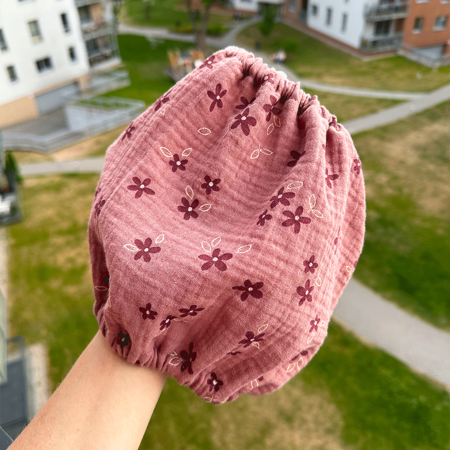Pink Flowers Muslin Handmade Bandana for Dogs