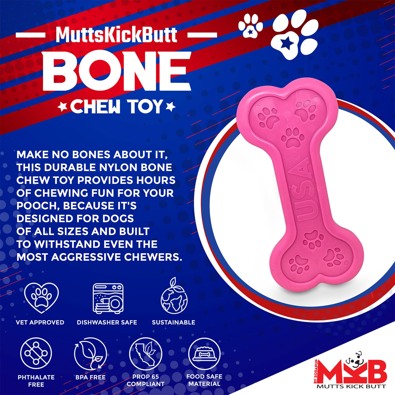Bone Ultra Durable Nylon Dog Chew Toy - Image 3
