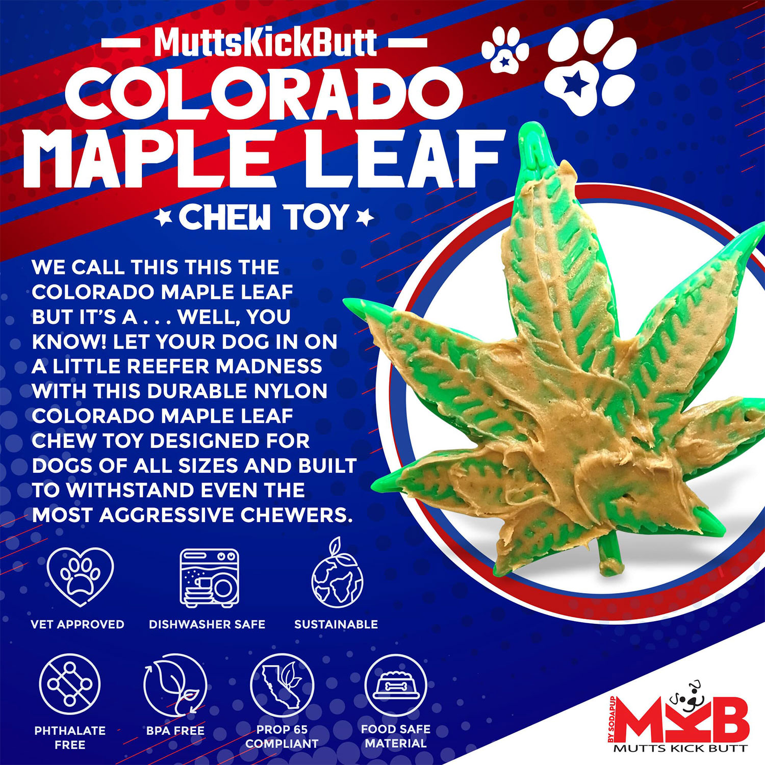 Colorado Maple Leaf Durable Nylon Dog Chew Toy - Image 3