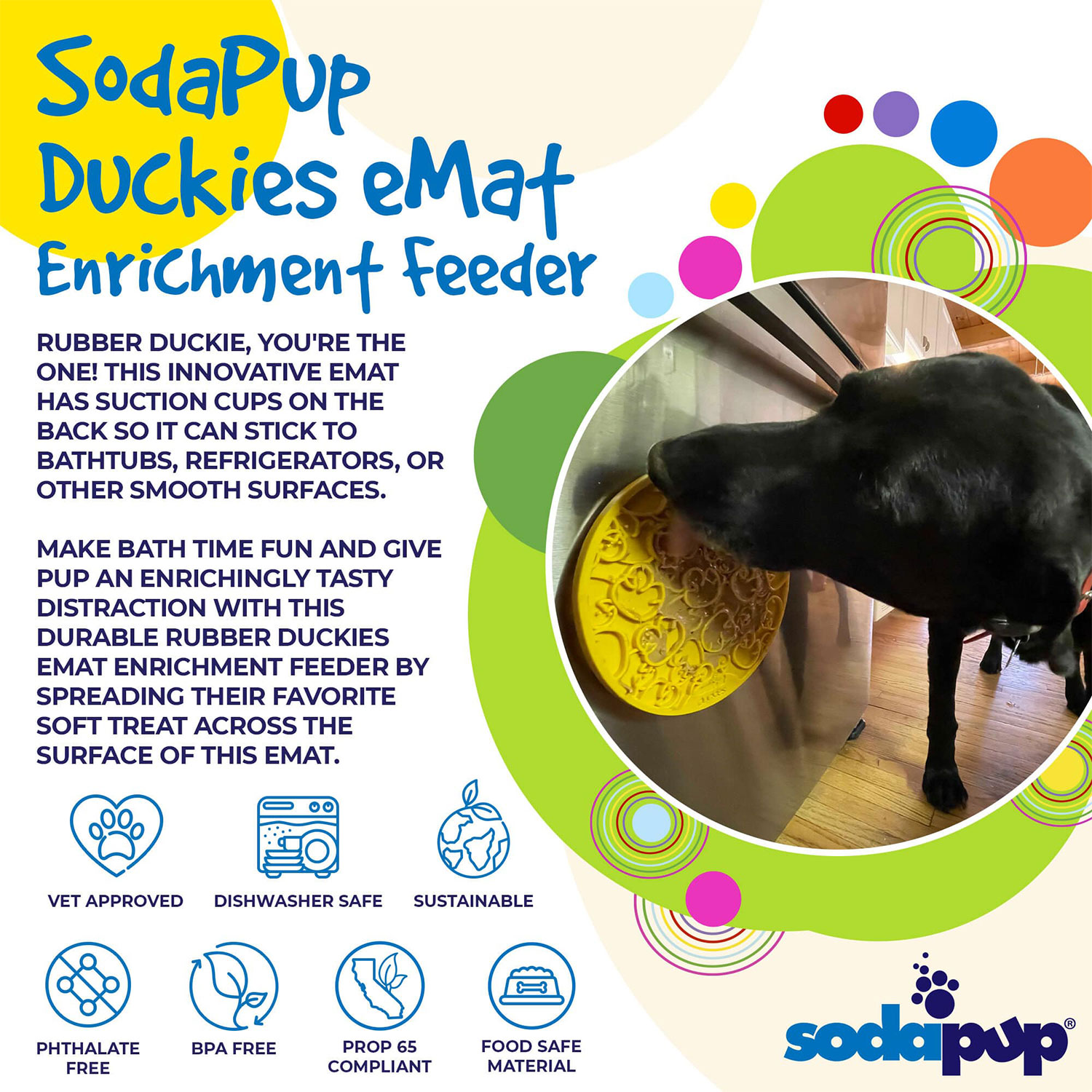 Duckies Design eMat Enrichment Lick Mat with Suction Cups - Image 3