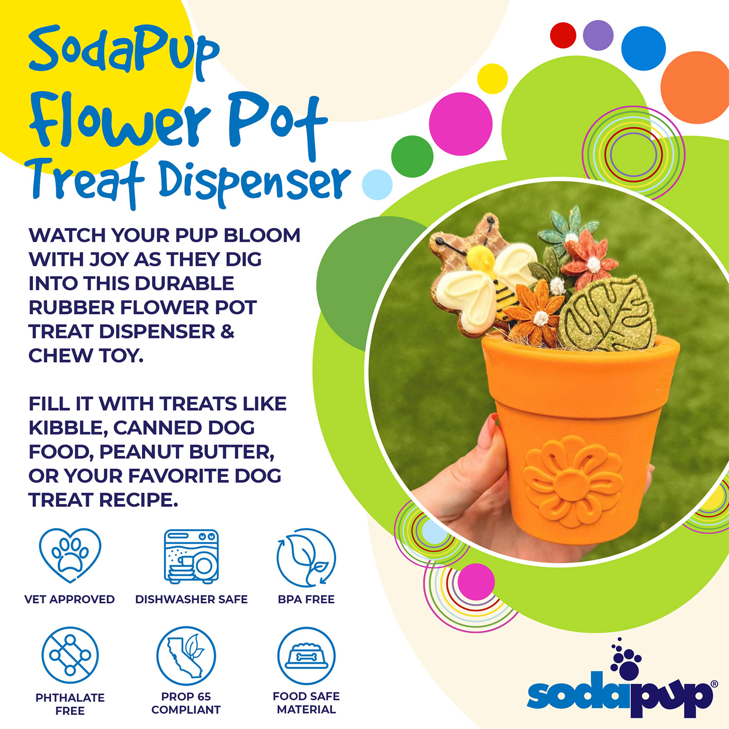 Flower Pot Durable PUP-X Rubber Treat Dispenser & Enrichment Toy - Image 5
