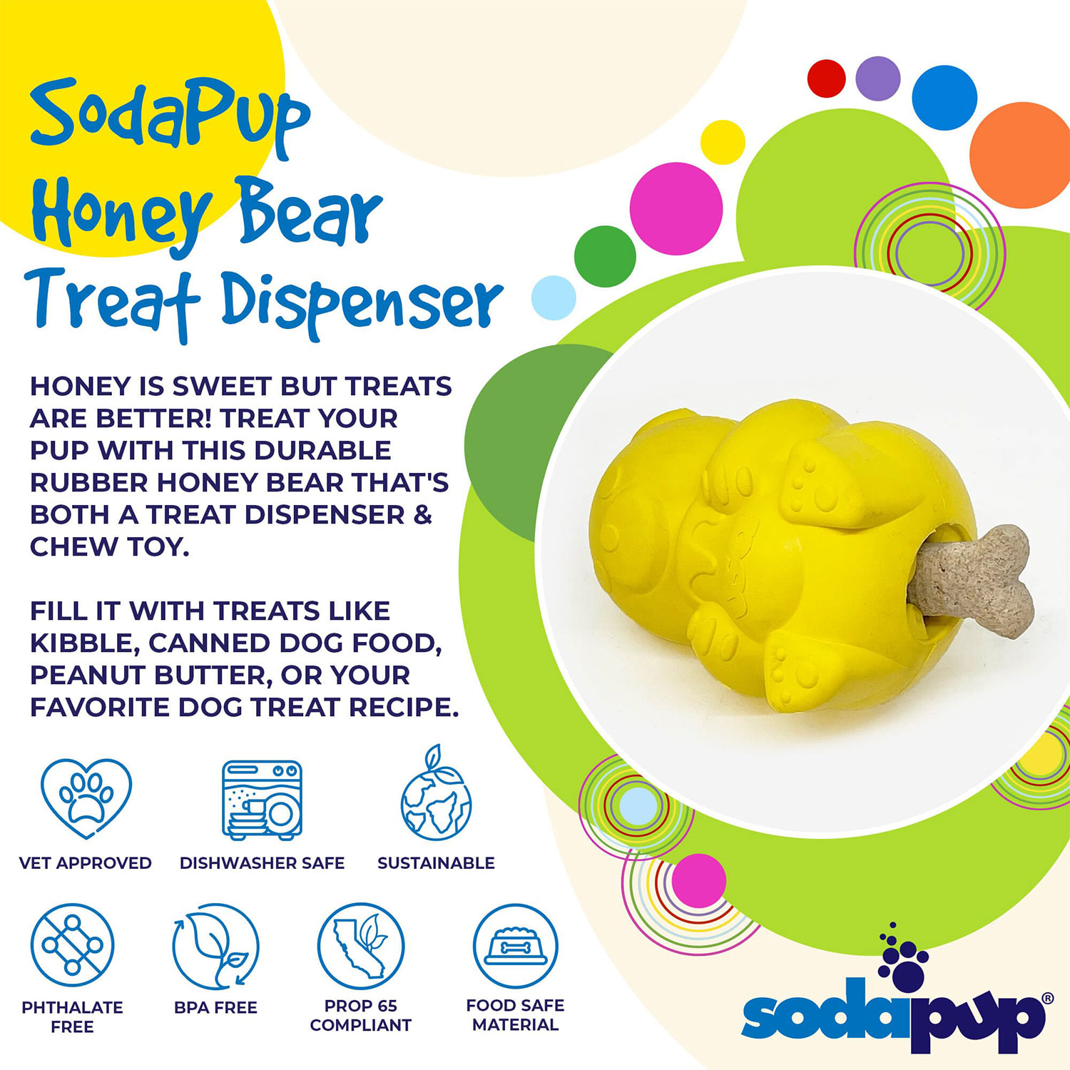 Honey Bear Durable Rubber Treat Dispenser - Image 3