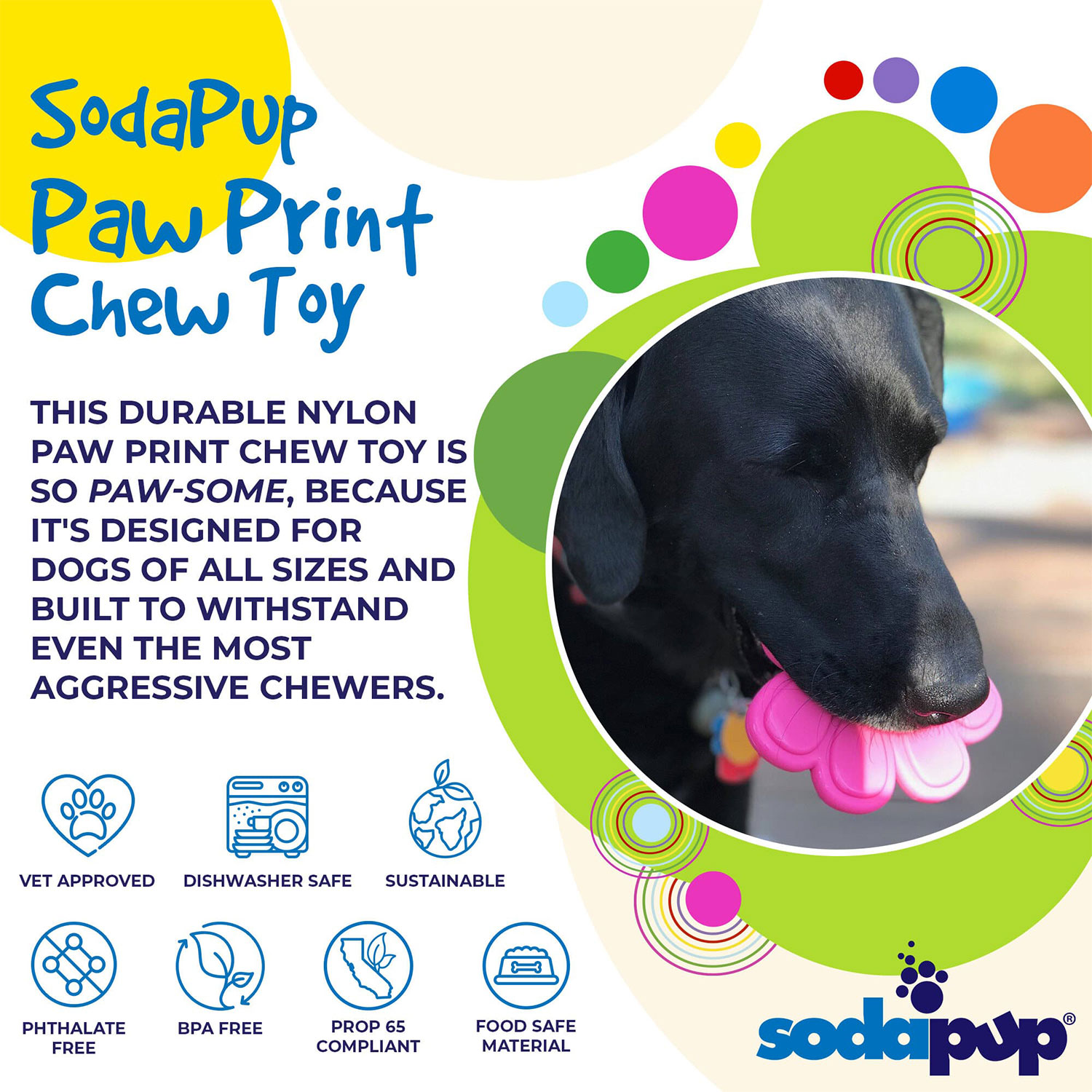 Paw Print Ultra Durable Nylon Dog Chew Toy - Image 3