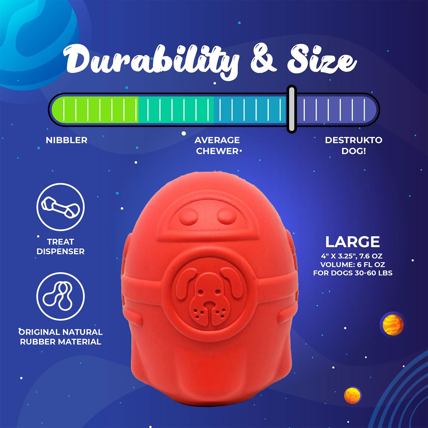 Rocketman Durable Rubber Treat Dispenser & Chew Toy - Image 2