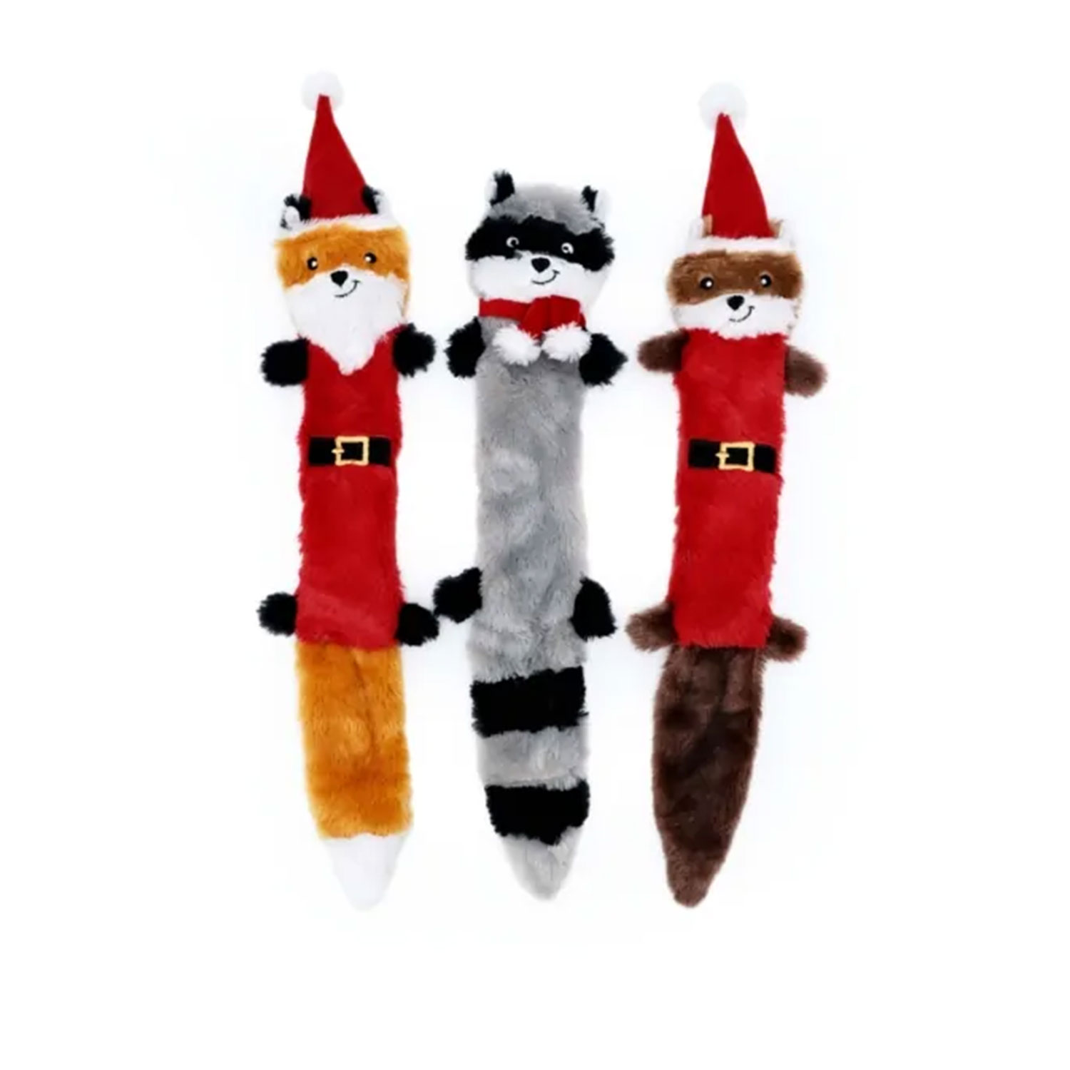 Holiday Skinny Peltz 3-Pack Large - Santa Fox, Raccoon, and Elf Squirrel