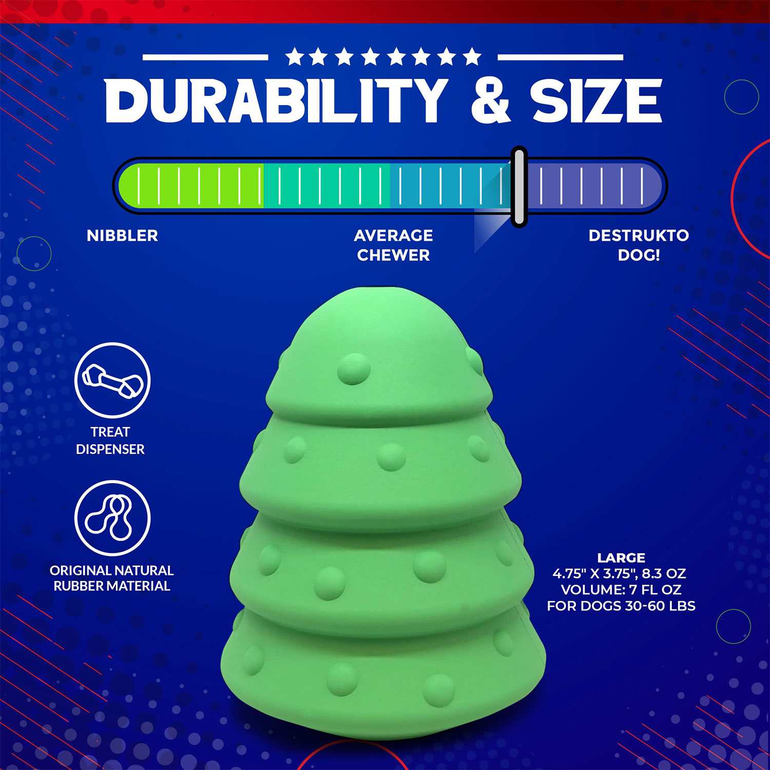 Christmas Tree Durable Rubber Chew Toy & Treat Dispenser - Image 2