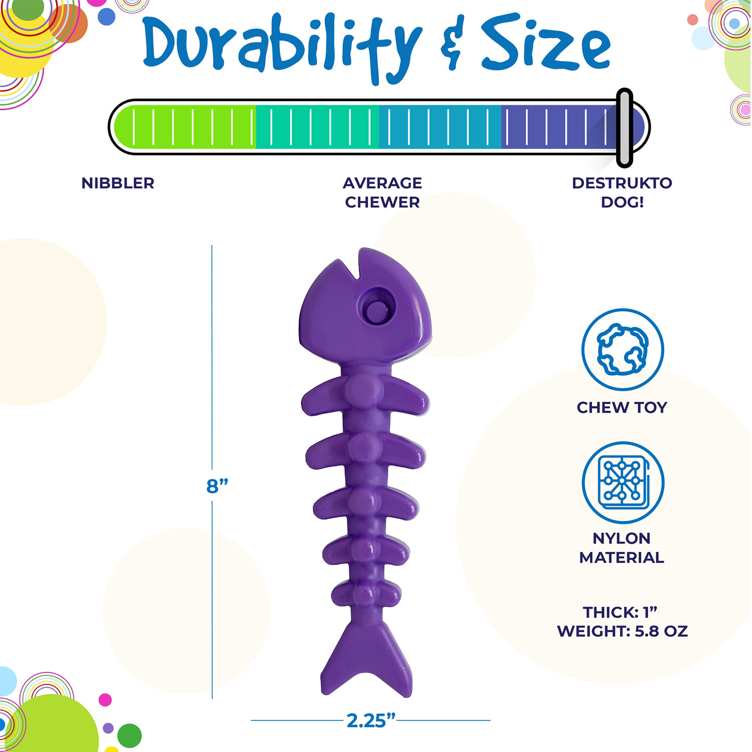Fish Bone Ultra Durable Nylon Dog Chew Toy - Image 2