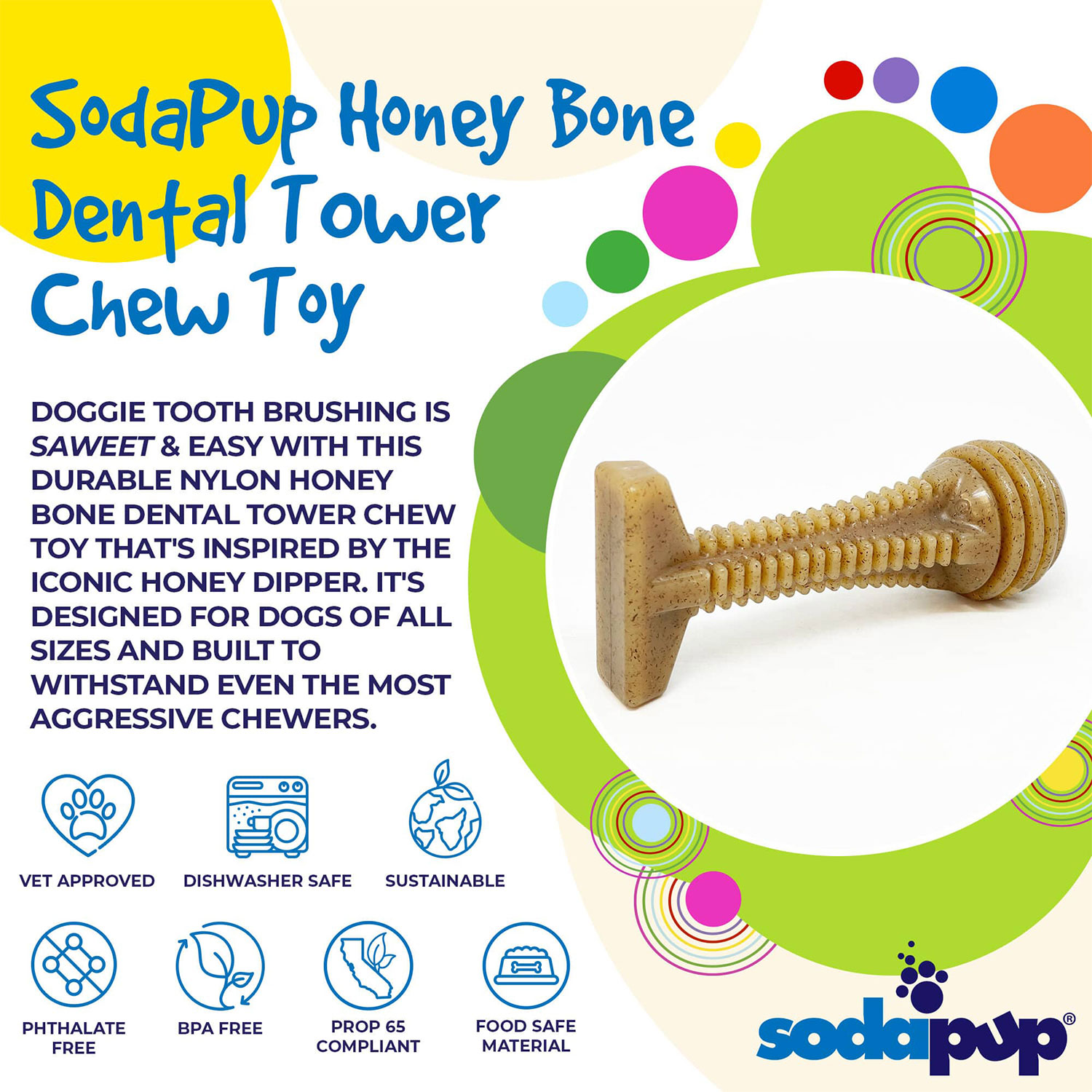 Honey Bone Dental Tower Ultra Durable Nylon Dog Chew Toy - Image 3