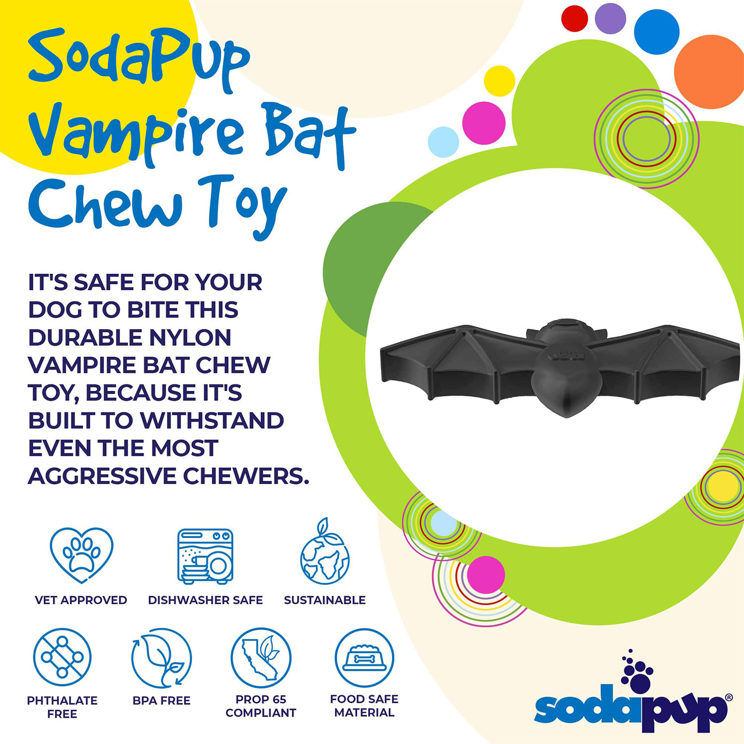 Vampire Bat Ultra Durable Nylon Dog Chew Toy For Aggressive Chewers - Image 3