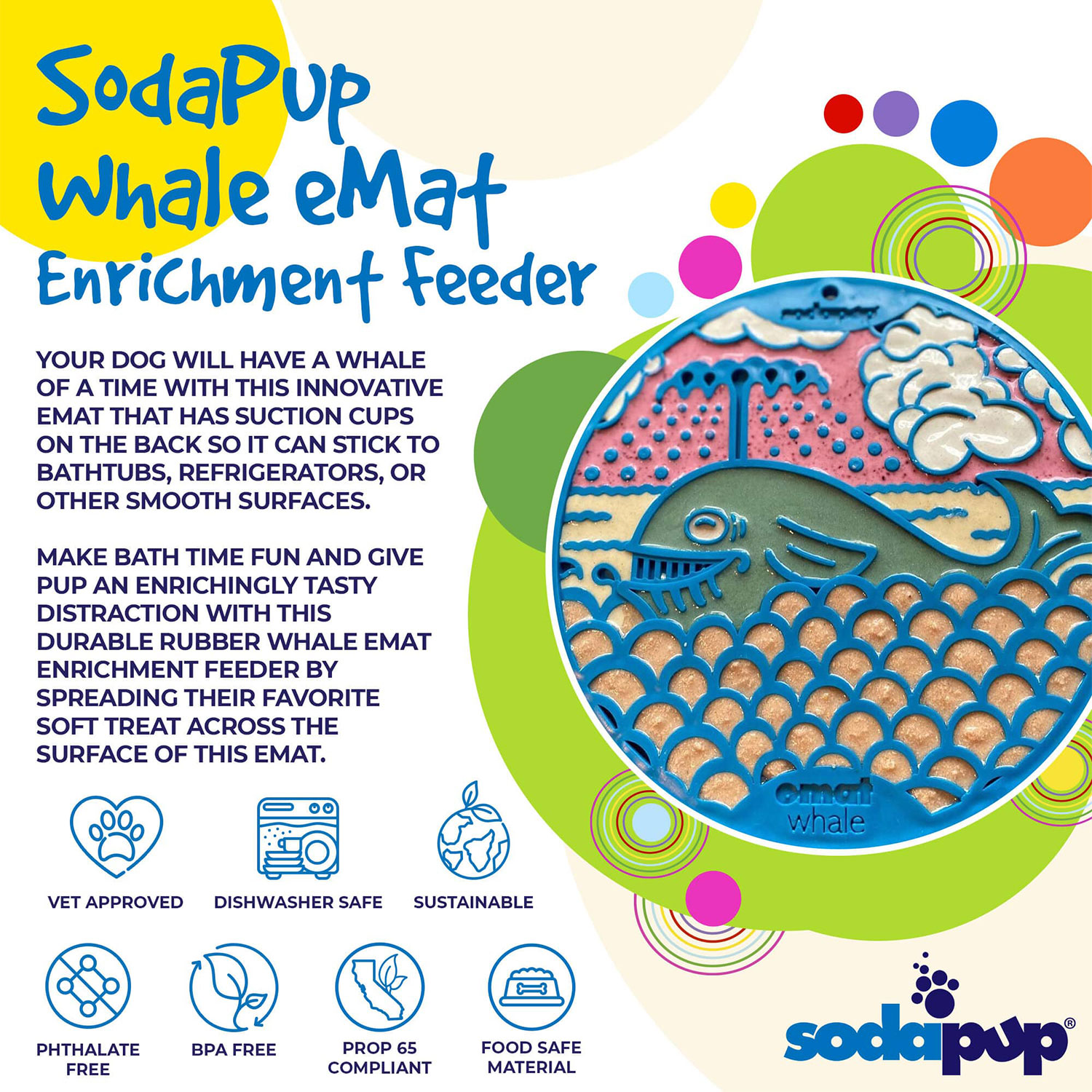 Whale Design eMat Enrichment Lick Mat with Suction Cups - Image 3