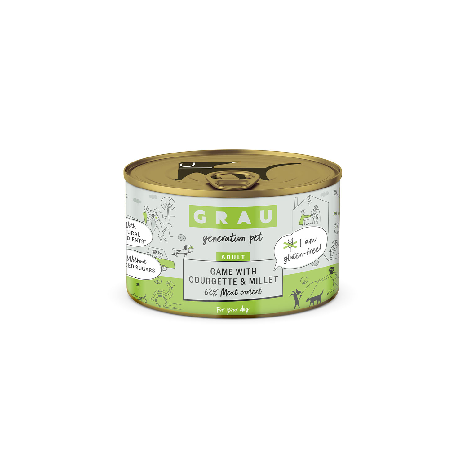 Grau Game with Zucchini & Millet Dog Wet Food Can for adult dogs 200g