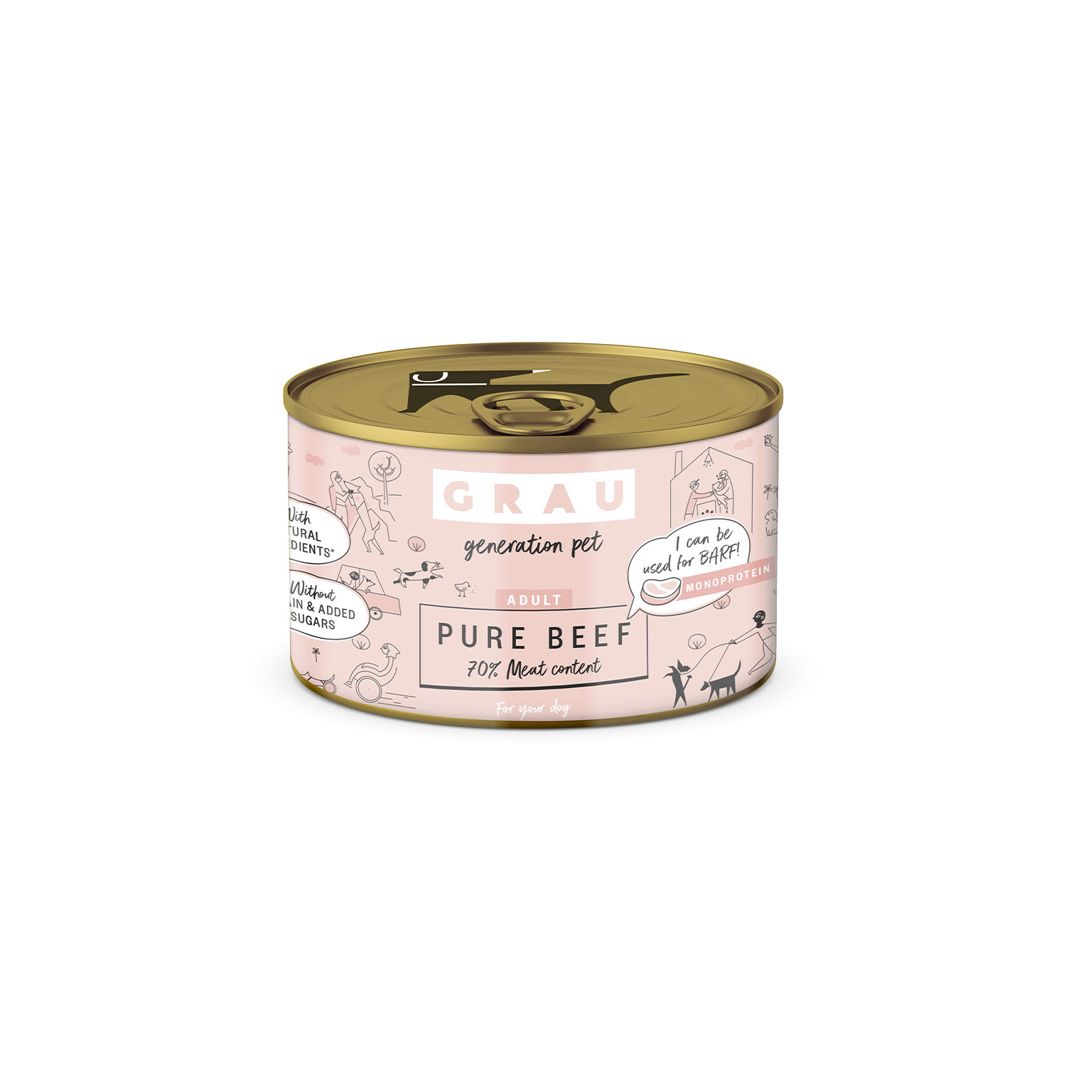 Grau Pure Beef Monoprotein Dog Wet Food Can for adult dogs 200g