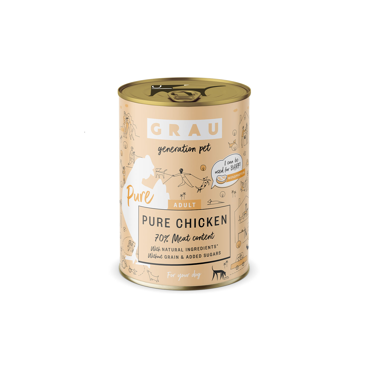 Grau Pure Chicken Monoprotein Wet Food Can for adult dogs 400g