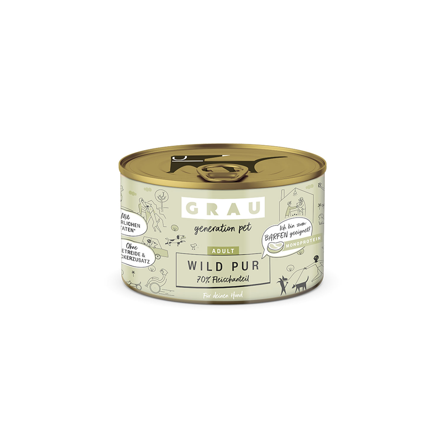 Grau Pure Game Monoprotein Wet Food Can for adult dogs 200g