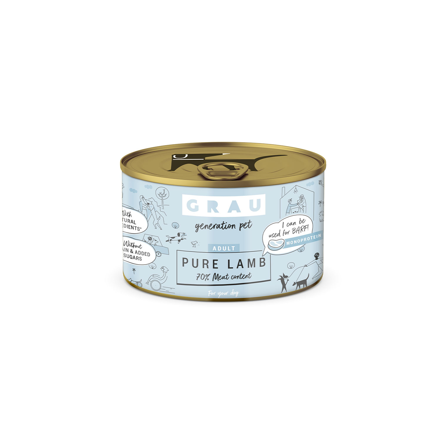 Grau Pure lamb Monoprotein Wet Food Can for adult dogs 200g
