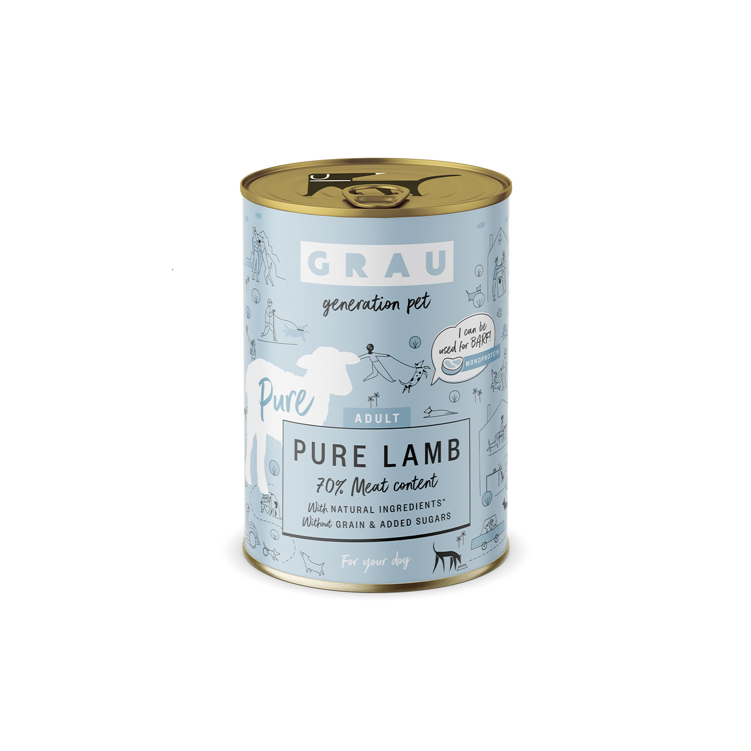 Grau Pure lamb Monoprotein Wet Food Can for adult dogs 400g