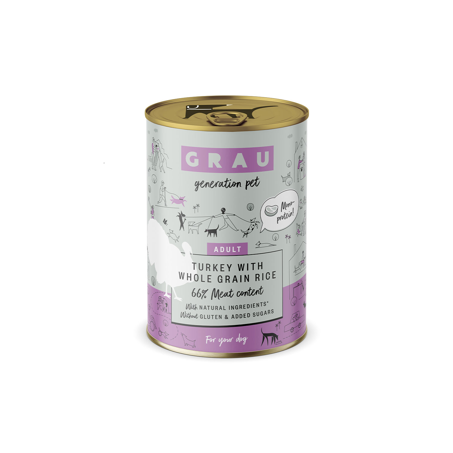 Grau Turkey with whole grain rice Dog Wet Food 400g