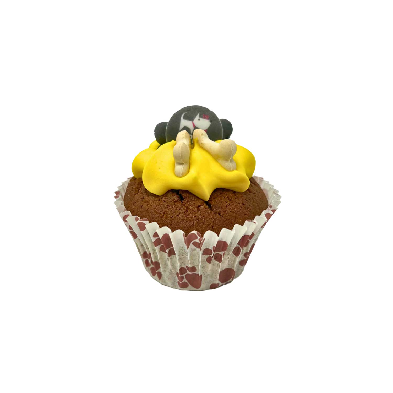 The Barking Bakery Carob Woofin with Yellow Frosting Dog Muffin