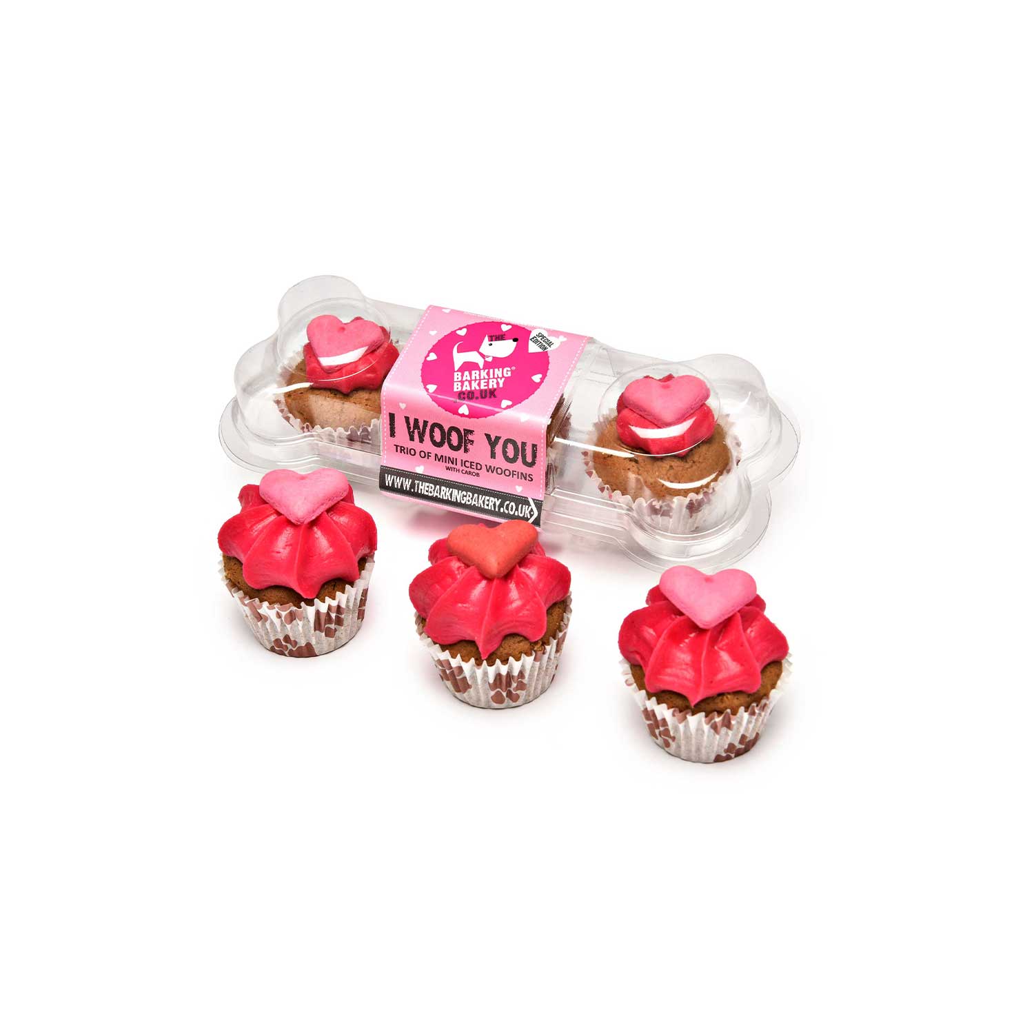 The Barking Bakery I Woof You… Valentines Mini Iced Trios Dog Muffins