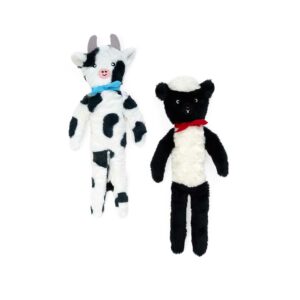 ZippyPaws Fluffy Peltz Sheep and Cow Dog Toys ZP1086