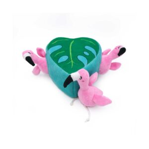 ZippyPaws Zippy Burrow Flamingos in Monstera Dog Toy ZP1073