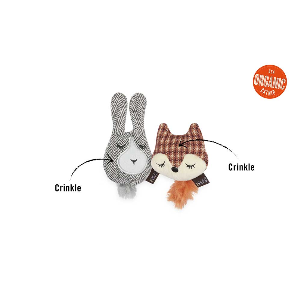 Pet Play Feline Friends Foxsy & Hopsy Catnip Cat Toy Set Details