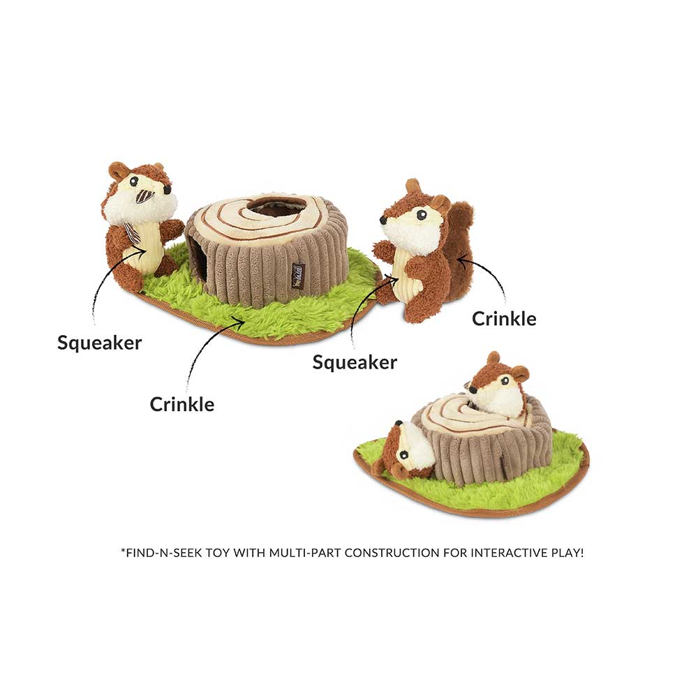 Pet Play Forest Friends Chippy and Cheeks the Chipmunks interactive dog toy details