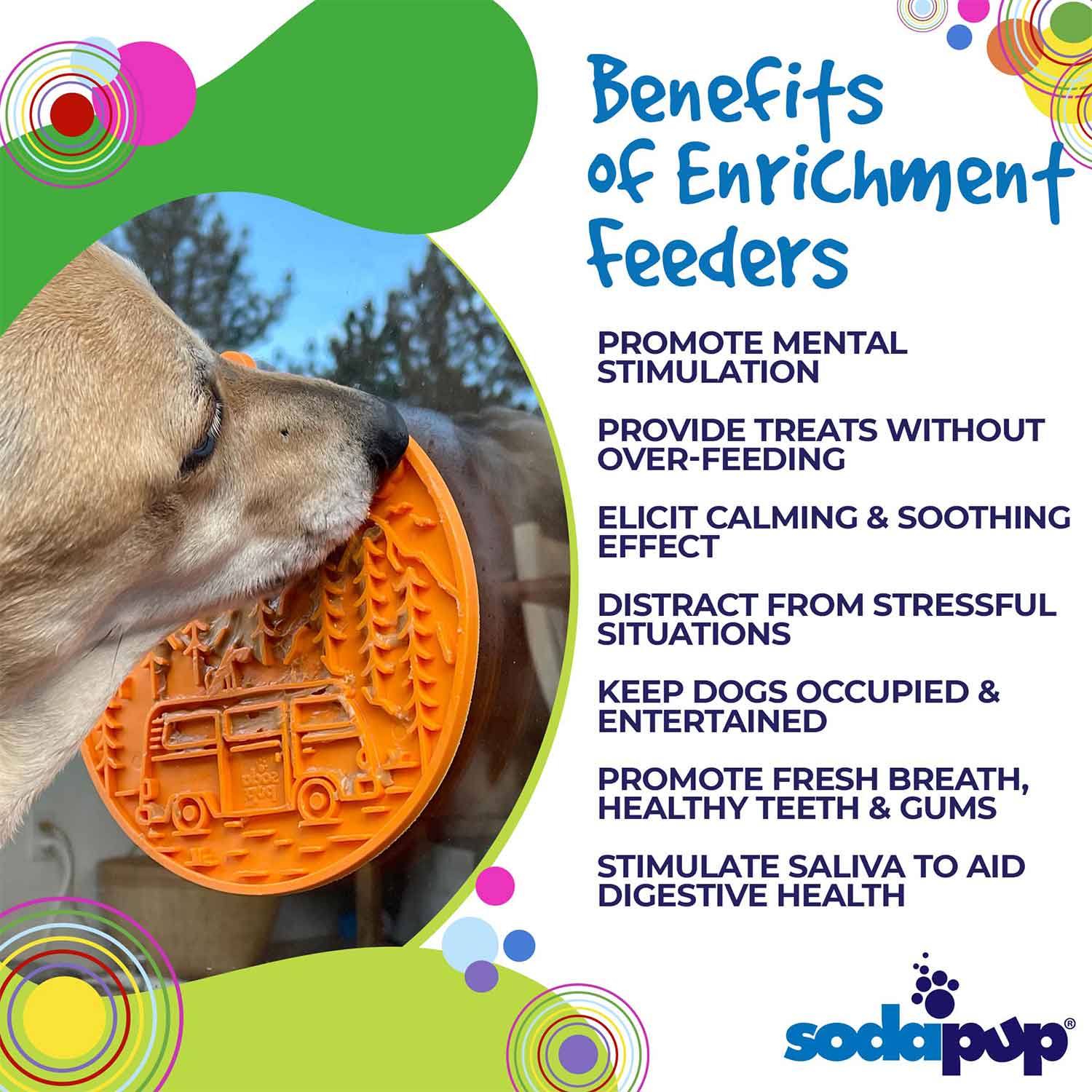 Sodapup Camp eMat Enrichment Lick Mat with Suction Cups Benefits
