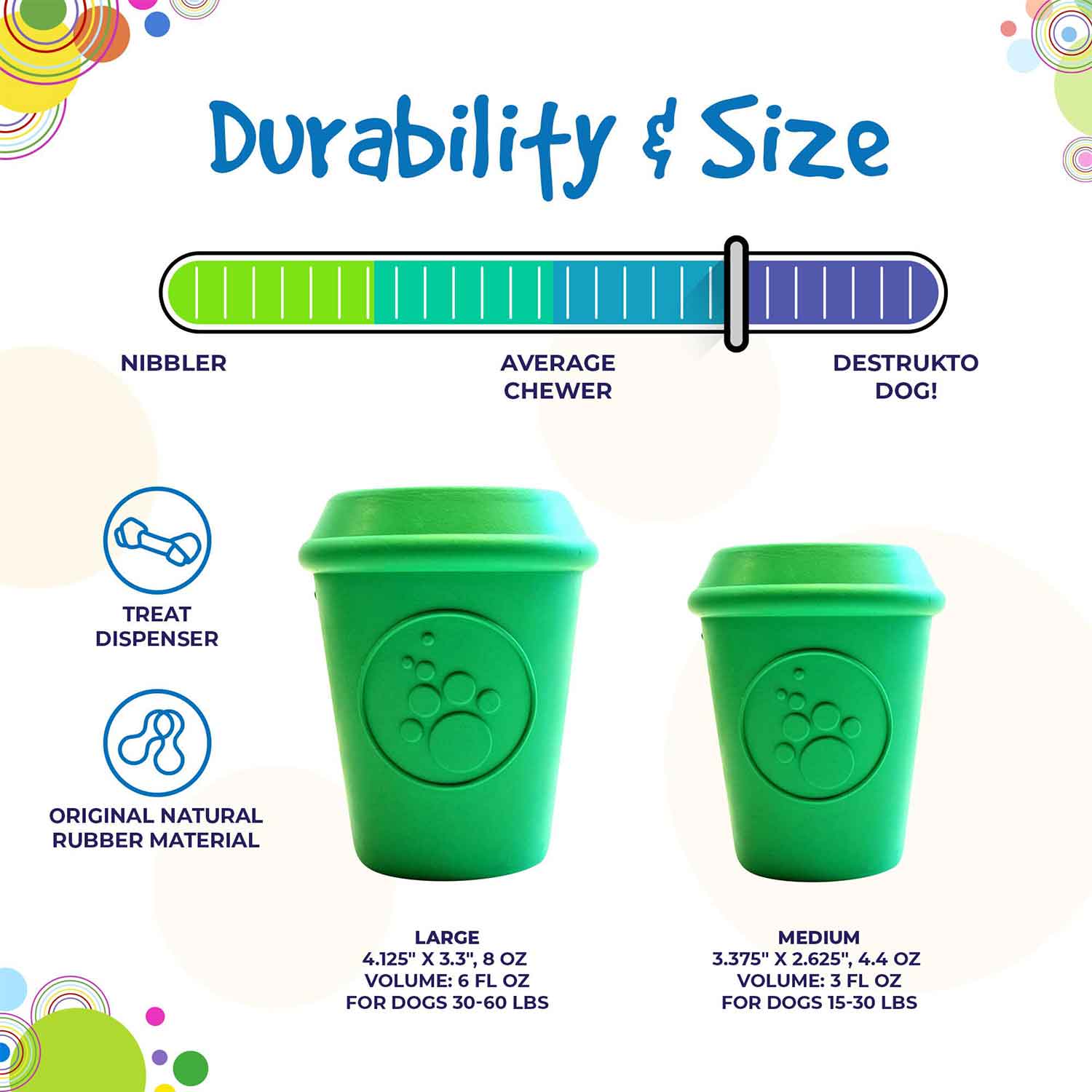 Sodapup Coffee Cup Durable Rubber Chew Toy And Treat Dispenser Durability
