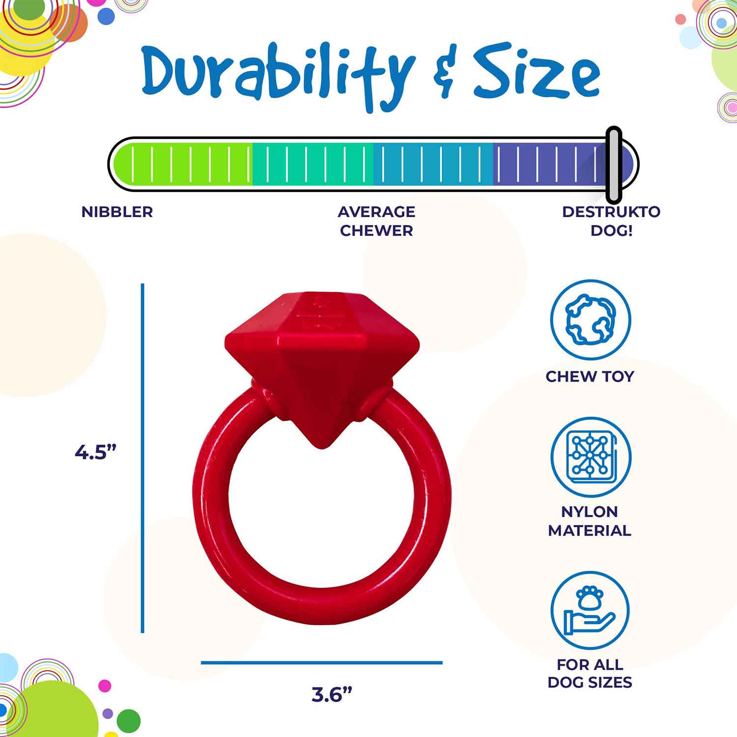 Sodapup Diamond Ring Durable Teething Ring Dog Chew Toy Durability
