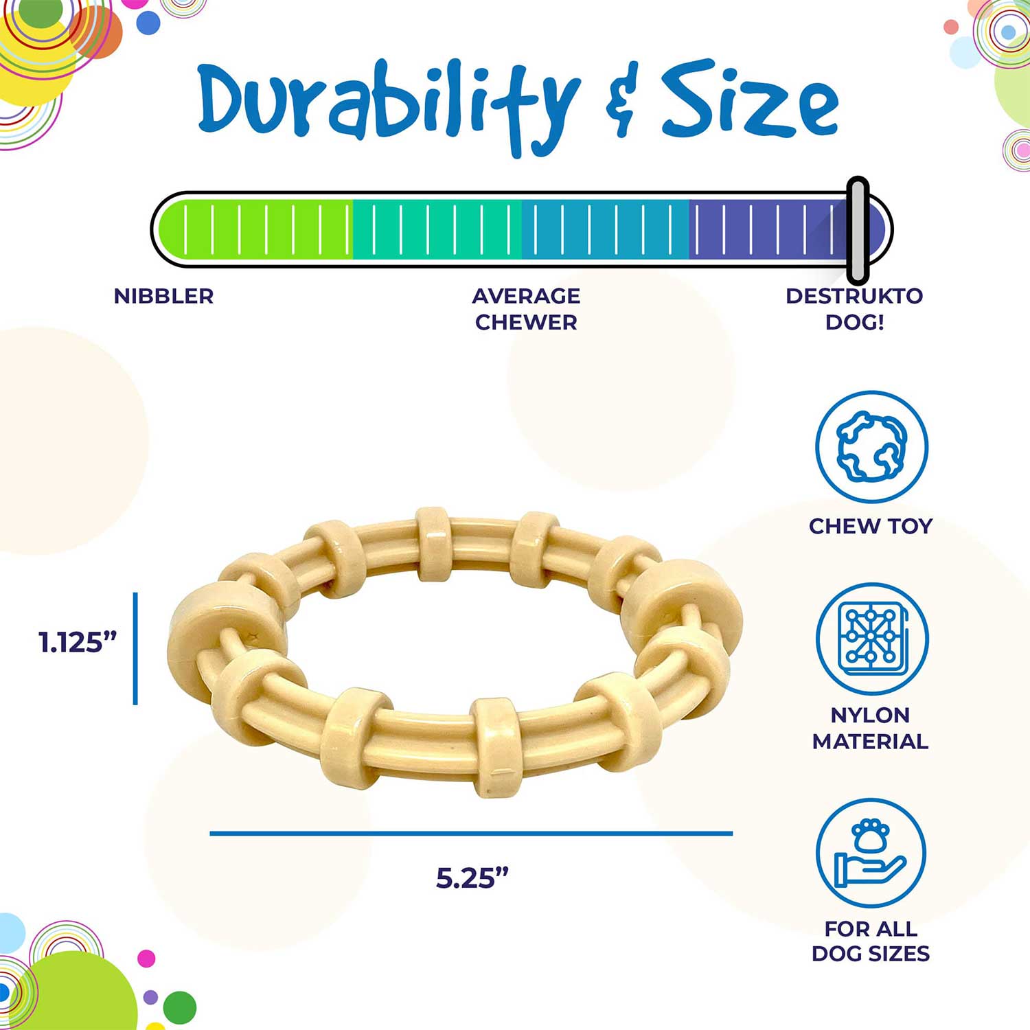 Sodapup Honey Bone Chicken Flavored Teething Ring for dogs Durability