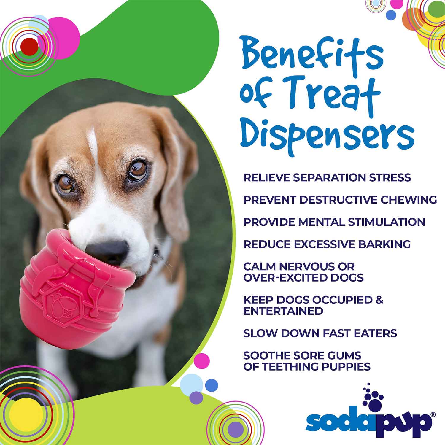 Sodapup Honey Pot Durable PUP-X Rubber Treat Dispenser & Enrichment Toy Benefits
