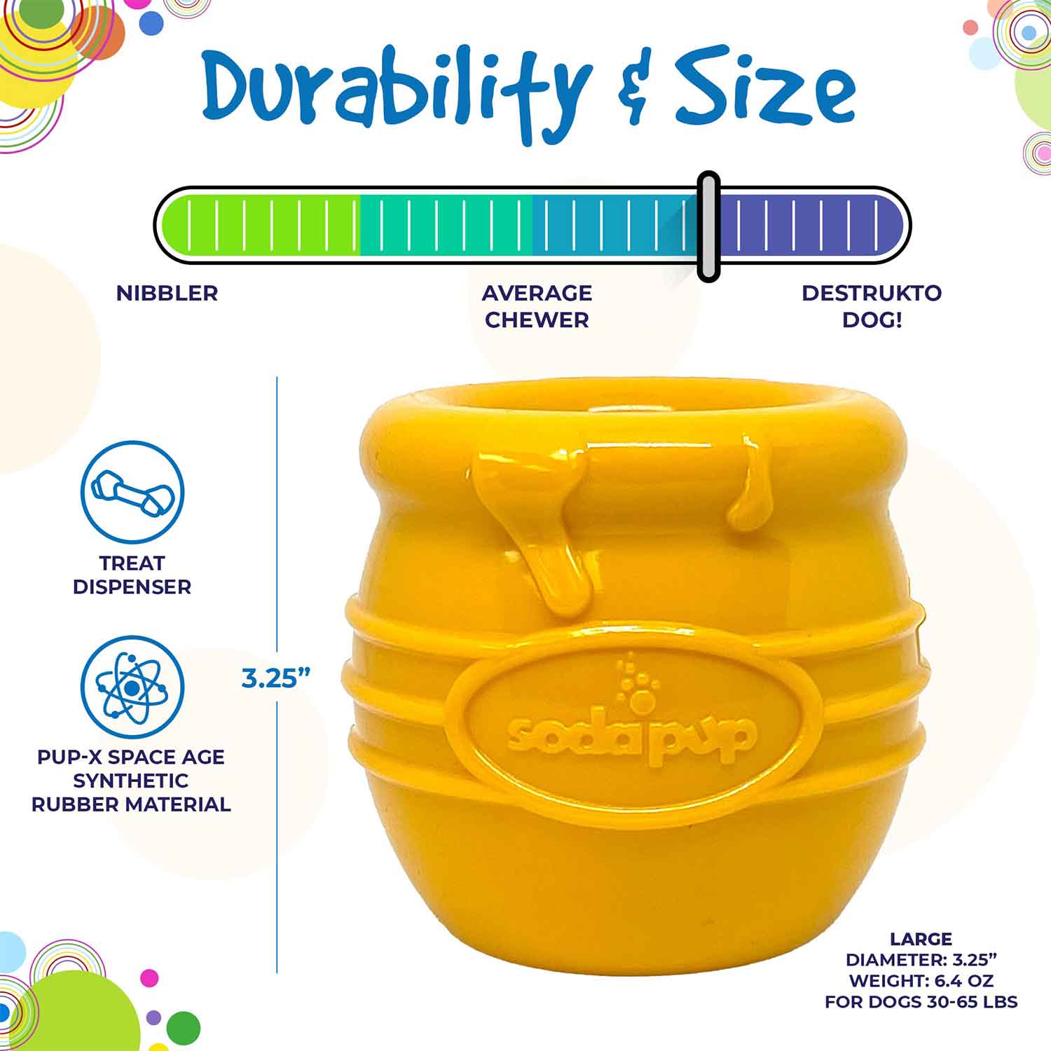 Honey Pot Durable PUP-X Rubber Treat Dispenser & Enrichment Toy - Image 5