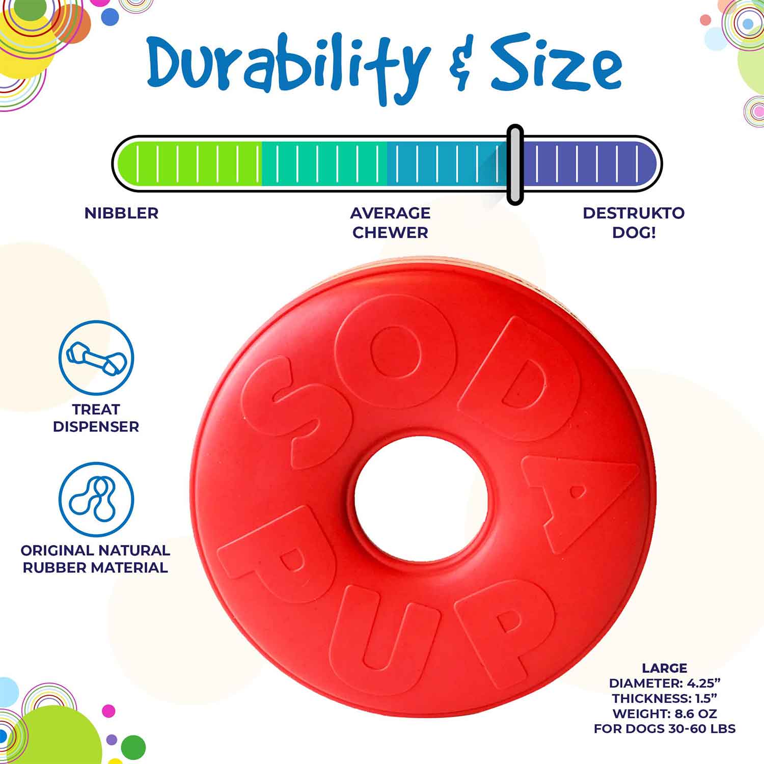 Sodapup Life Ring Durable Rubber Chew Toy & Treat Dispenser Durability