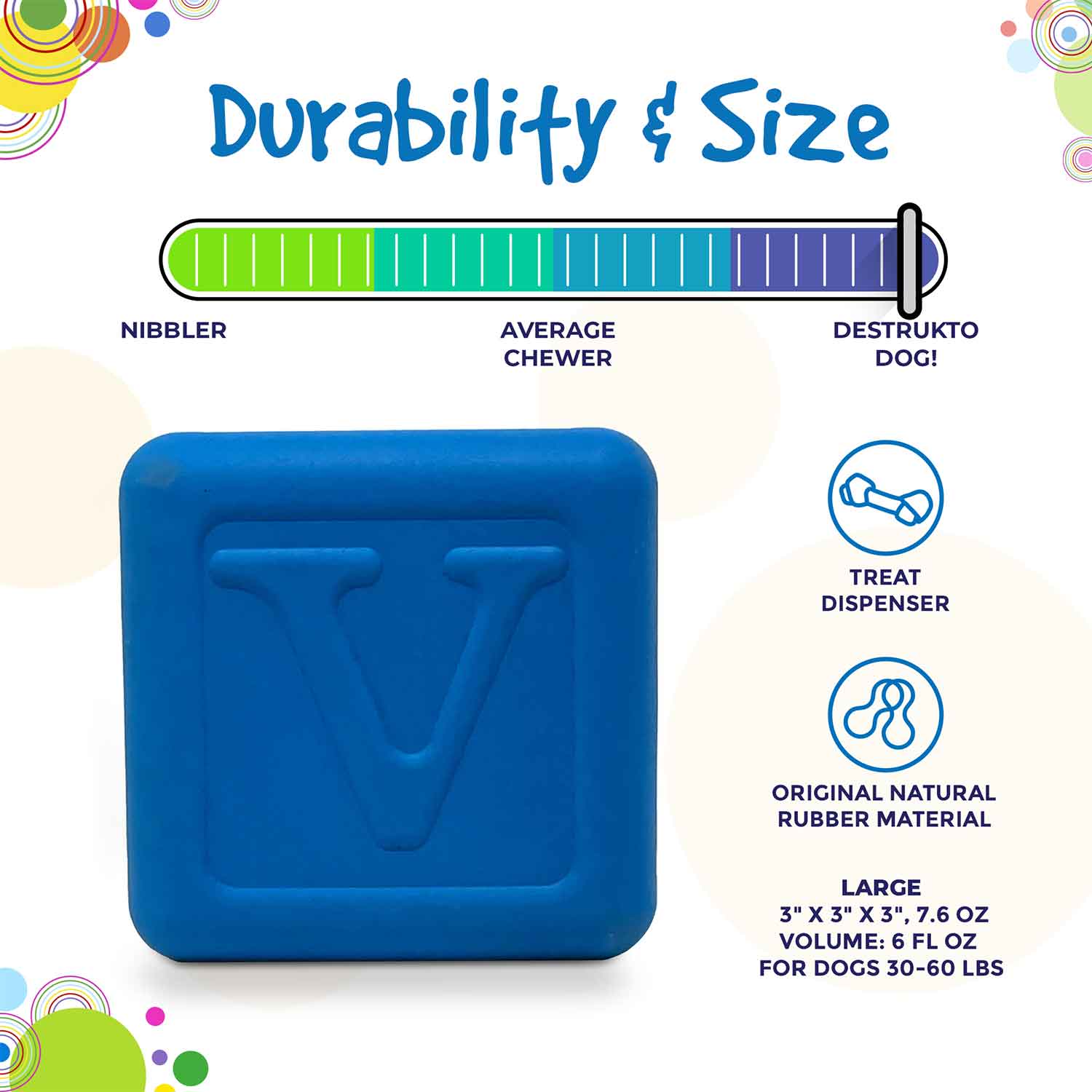 Sodapup Love Cube Durable Rubber Dog Chew Toy & Treat Dispenser Durability