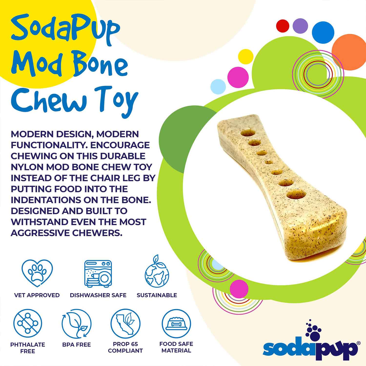 Sodapup Mod Bone Ultra Durable Nylon Dog Chew Toy Info