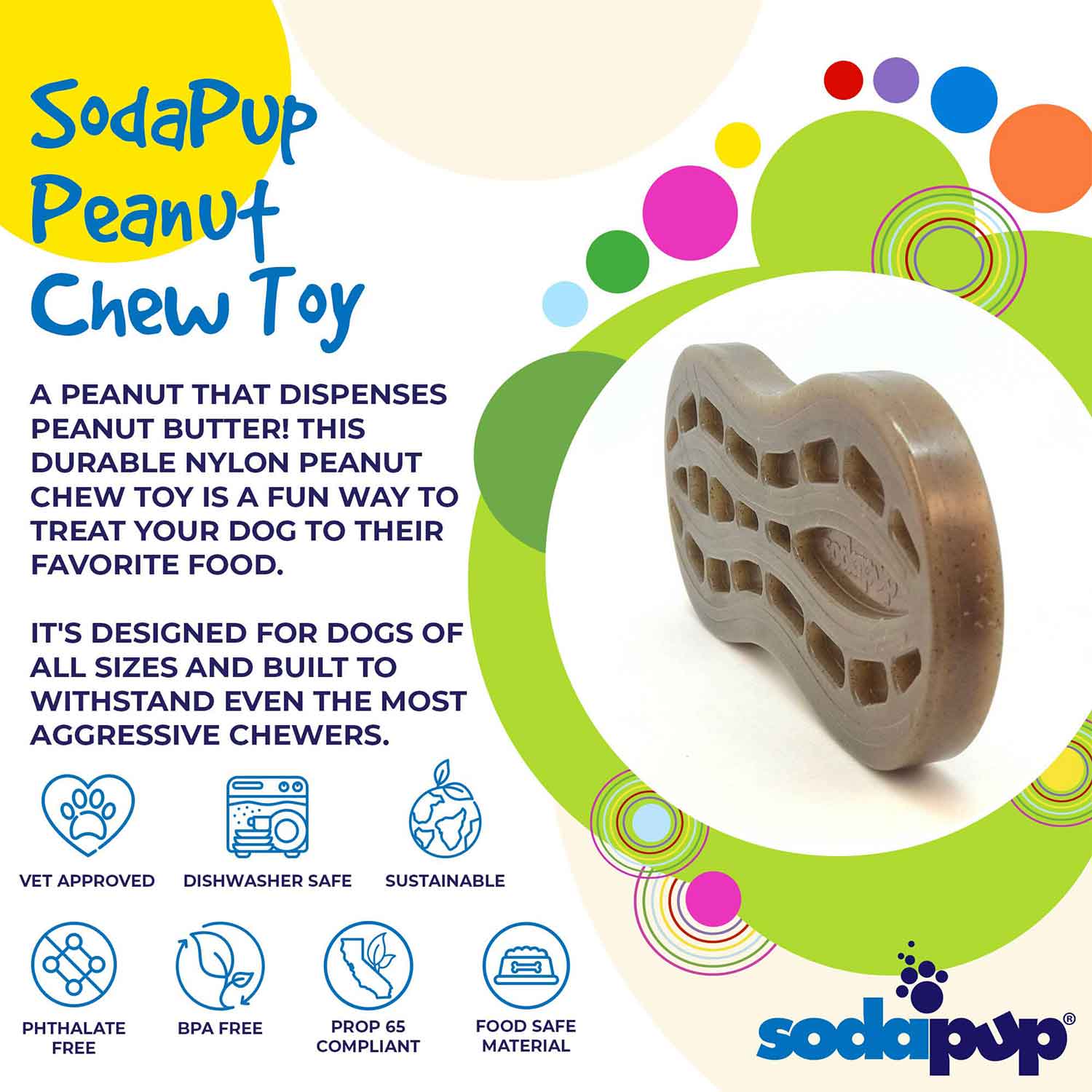Sodapup Peanut Ultra Durable Nylon Dog Chew Toy Info