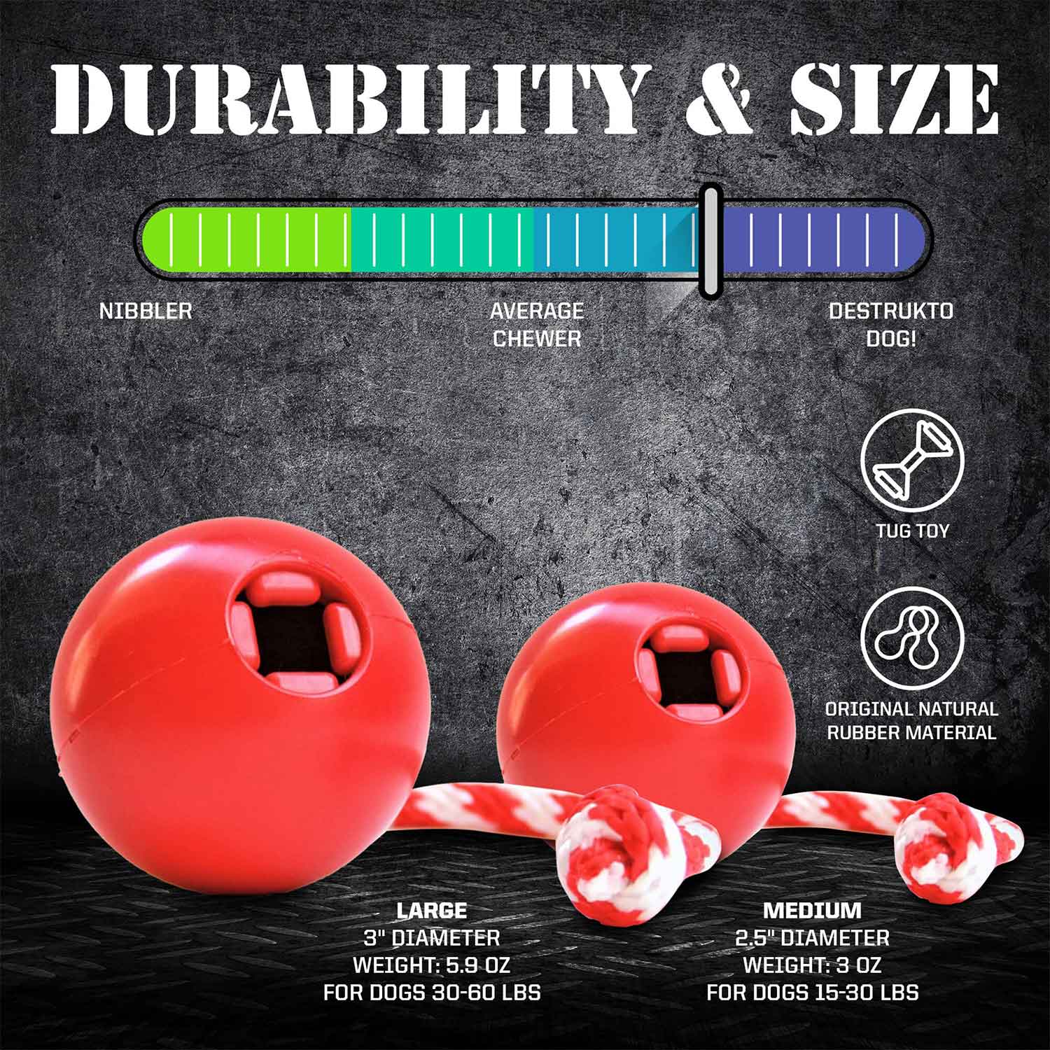 Sodapup USA-K9 Cherry Bomb Durable Rubber Chew Toy, Treat Dispenser, Reward Toy, Tug Toy, And Retrieving Dog Toy Durability
