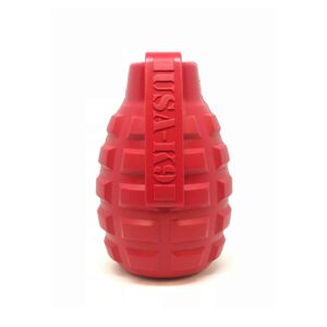Sodapup USA-K9 Grenade Durable Rubber Chew Toy And Treat Dispenser