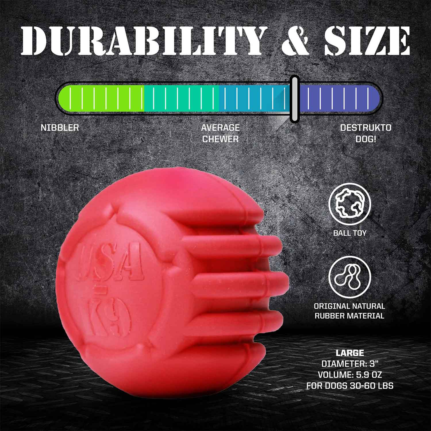 Sodapup USA-K9 Stars and Stripes Ultra Durable Rubber Chew Ball Durability
