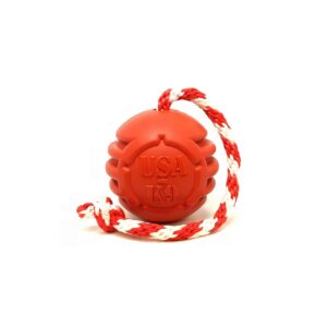 Sodapup USA-K9 Stars and Stripes Ultra Durable Rubber Chew Toy, Reward Toy, Tug Toy & Retrieving Toy Red