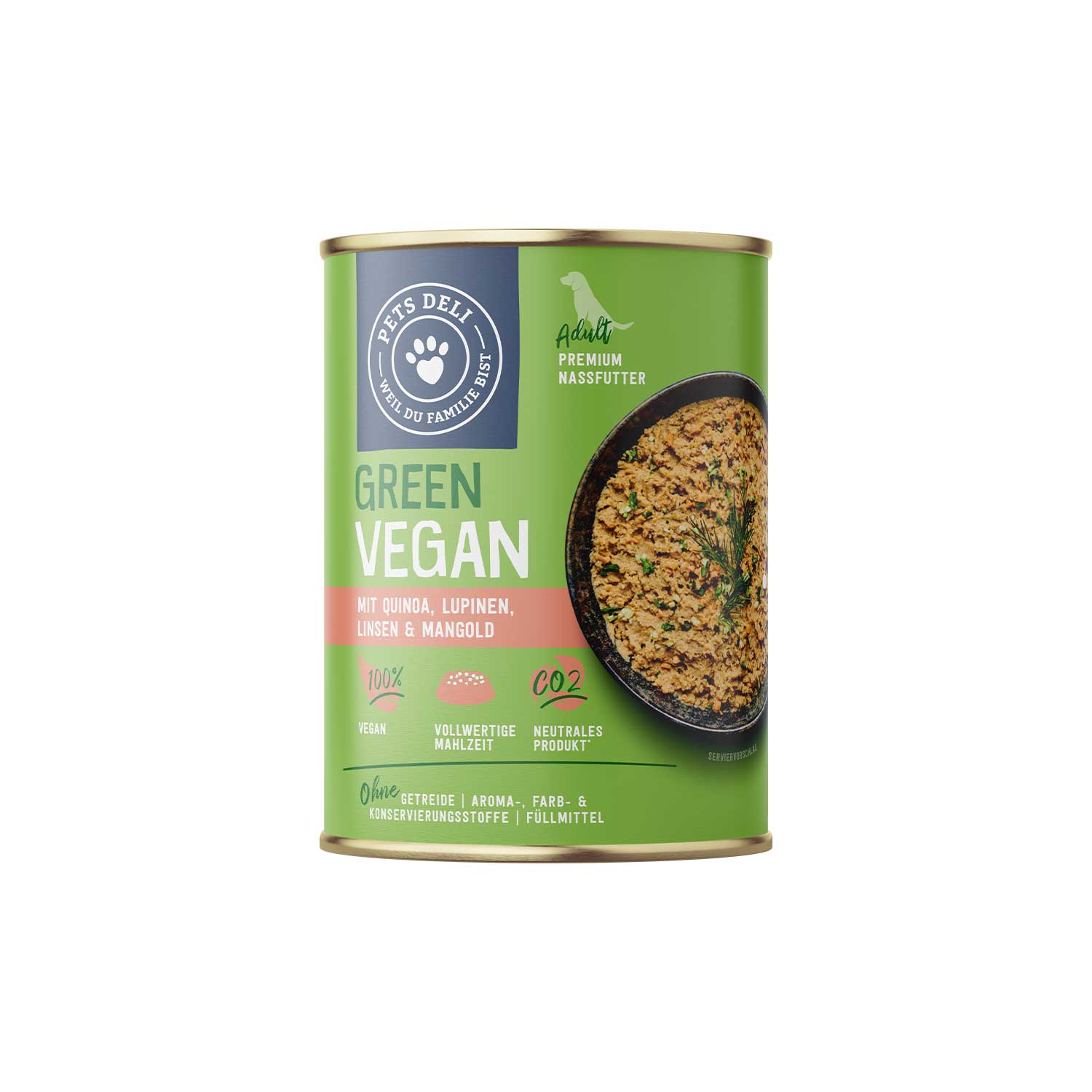 Pets Deli Green Vegan Quinoa with Lupins, Lentils & Chard Dog Wet Food 400g