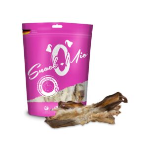 SnackOMio Rabbit Ears with Fur Natural Dog Treats