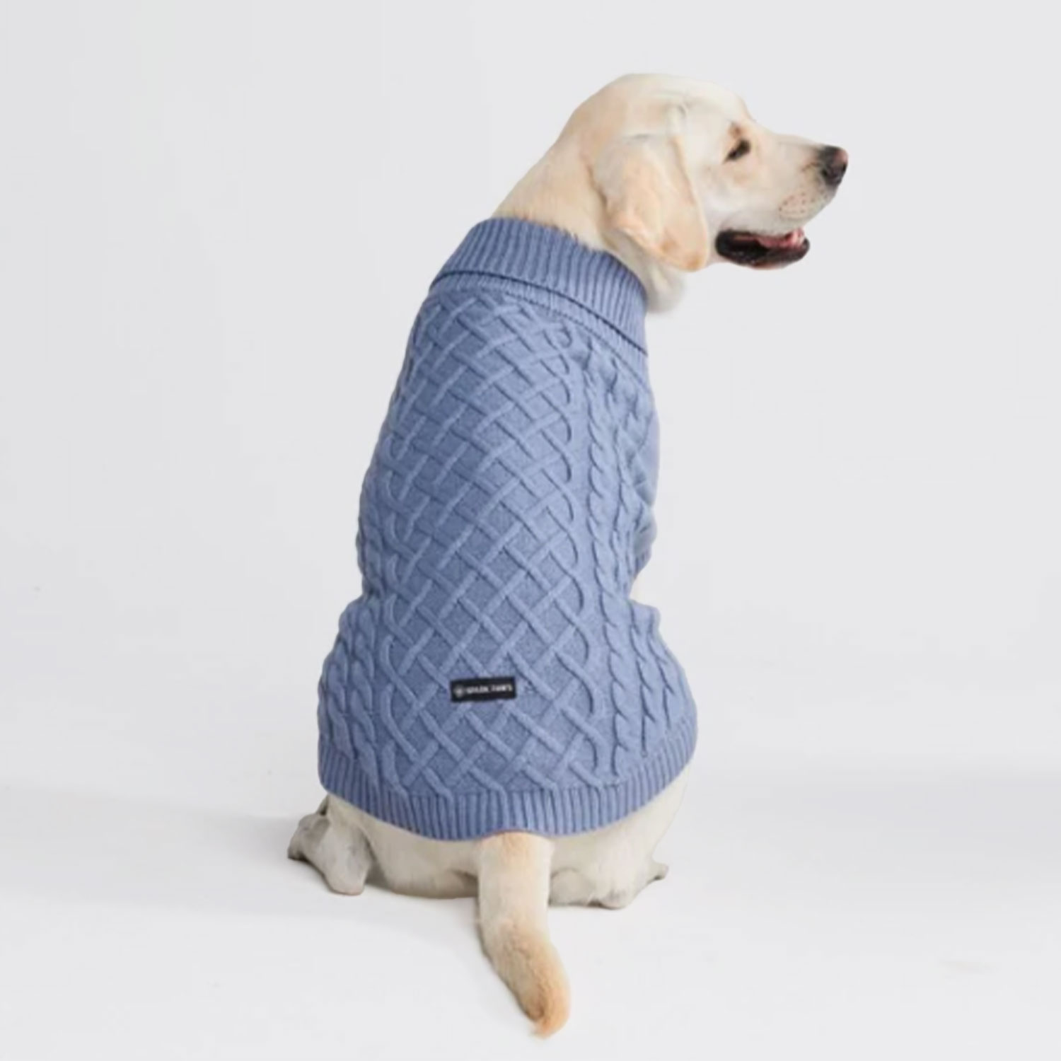 Spark Paws Cable Knit Dog Sweater Blue Labrador